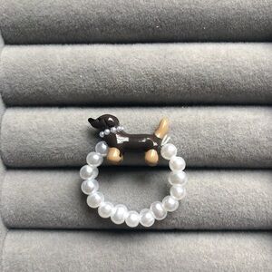 🌟🌟Cute Brown and Cream Dog Beaded Ring